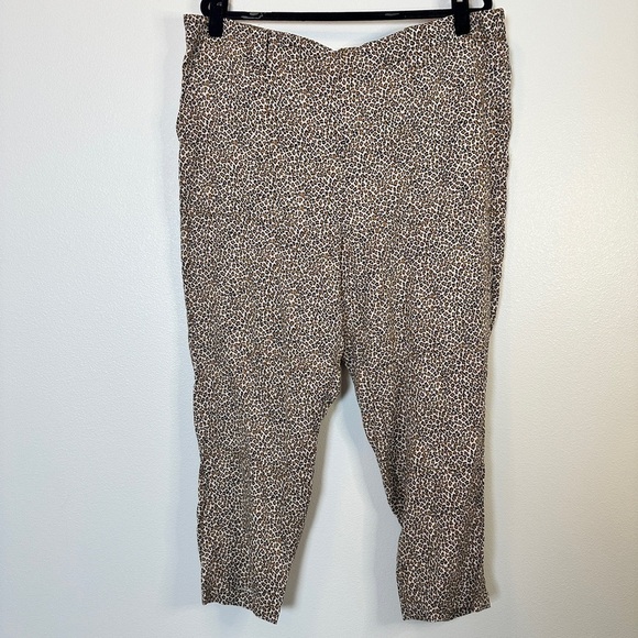 BANANA Republic Women’s Size XL Animal Print Crop Straight Pants Pockets Lyocell - Picture 1 of 5